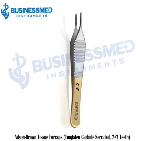 Adson Brown Tissue Forceps (Tungsten Carbide Serrated, 7×7 Teeth)