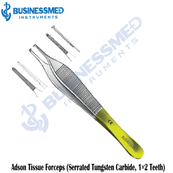 Adson Tissue Forceps (Serrated Tungsten Carbide, 1×2 Teeth)