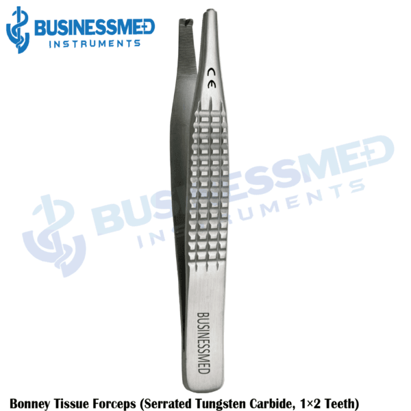 Bonney Tissue Forceps (Serrated Tungsten Carbide, 1×2 Teeth)