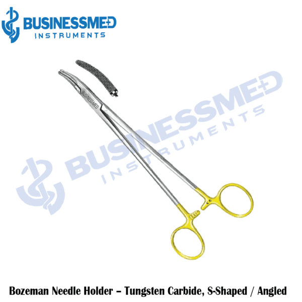 Bozeman Needle Holder – Tungsten Carbide, S Shaped Angled