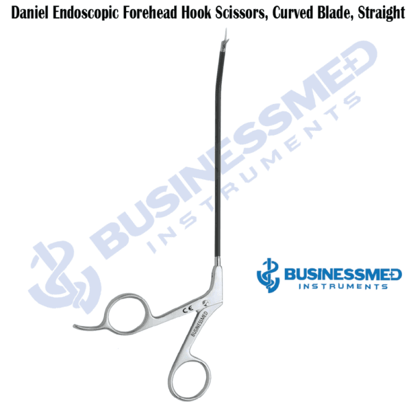 Daniel Endoscopic Forehead Hook Scissors, Curved Blade, Straight