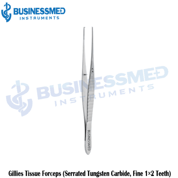 Gillies Tissue Forceps (Serrated Tungsten Carbide, Fine 1×2 Teeth)