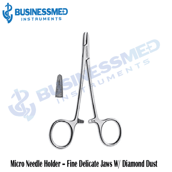 Micro Needle Holder – Fine Delicate Jaws W Diamond Dust