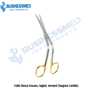 Cottle Dorsal Scissors, Angled, Serrated (Tungsten Carbide)