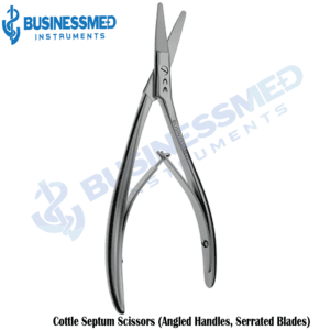 Cottle Septum Scissors (Angled Handles, Serrated Blades)