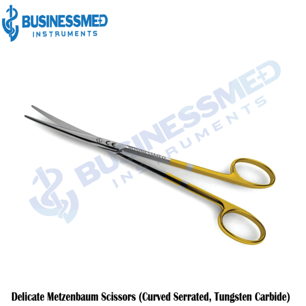 Delicate Metzenbaum Scissors (Curved Serrated, Tungsten Carbide)