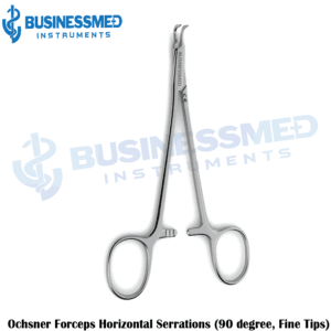 Ochsner Forceps Horizontal Serrations (90 degree, Fine Tips)