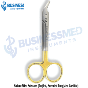 Suture Wire Scissors (Angled, Serrated Tungsten Carbide)