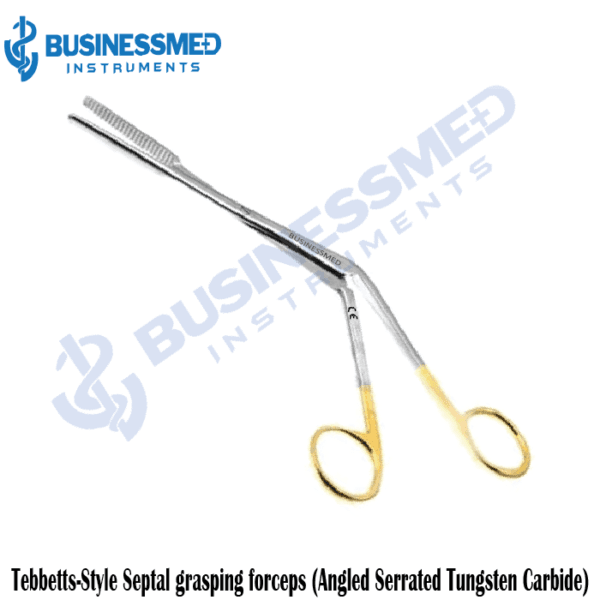 Tebbetts Style Septal grasping forceps (Angled Serrated Tungsten Carbide)