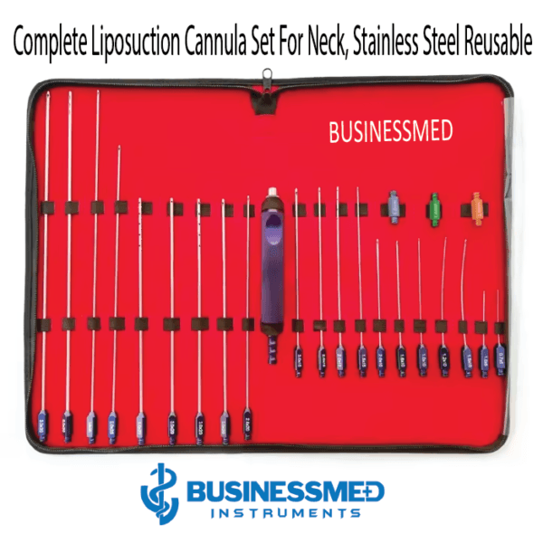 Complete Liposuction Cannula Set For Neck, Stainless Steel Reusable