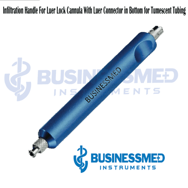 Infiltration Handle For Luer Lock Cannula With Luer Connector in Bottom for Tumescent Tubing