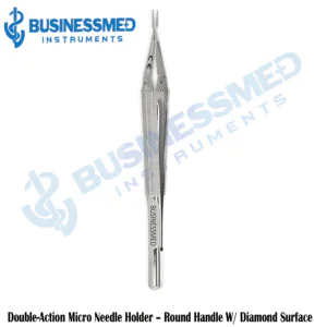 Double Action Micro Needle Holder Round Handle W Diamond Surface