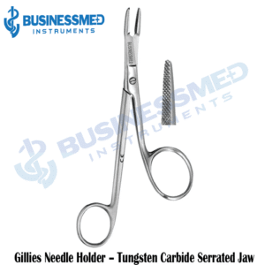 Gillies Needle Holder Tungsten Carbide Serrated Jaw