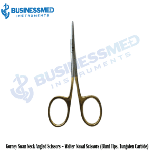 Gorney Swan Neck Angled Scissors Walter Nasal Scissors Blunt Tips Tungsten Carbide