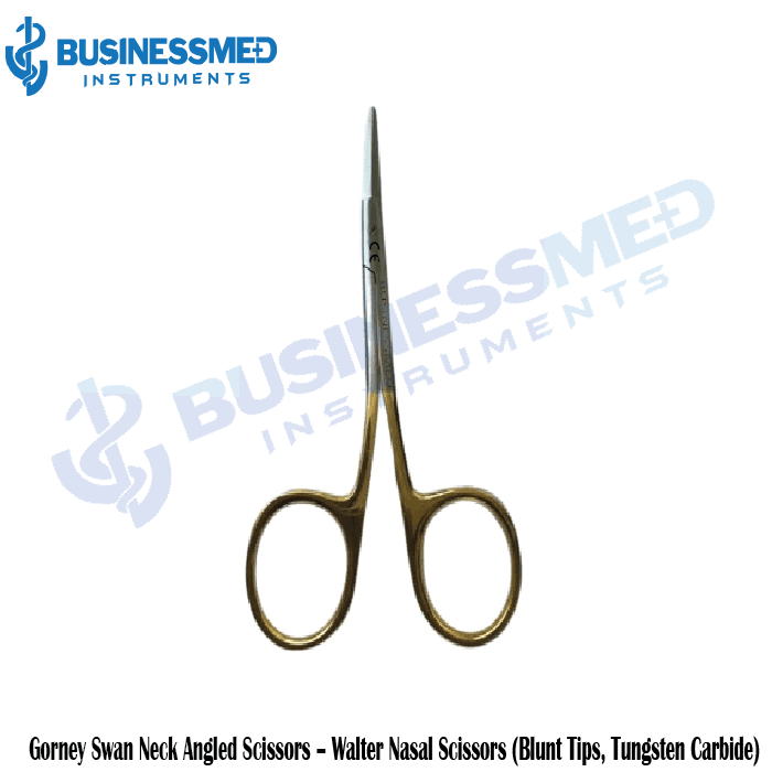 Gorney Swan Neck Angled Scissors Walter Nasal Scissors Blunt Tips Tungsten Carbide Gorney Swan Neck Angled Scissors Walter Nasal Scissors Blunt Tips Tungsten Carbide