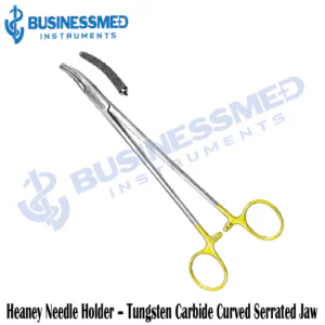 Heaney Needle Holder Tungsten Carbide Curved Serrated Jaw