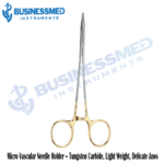 Micro Vascular Needle Holder Tungsten Carbide Light Weight Delicate Jaws