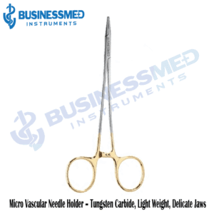 Micro Vascular Needle Holder Tungsten Carbide Light Weight Delicate Jaws