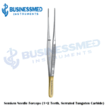 Semken Needle Forceps 1 x 2 Teeth Serrated Tungsten Carbide