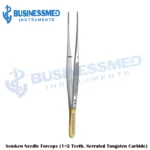 Semken Needle Forceps 1 x 2 Teeth Serrated Tungsten Carbide