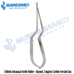 Tebbetts Intranasal Needle Holder Bayonet Tungsten Carbide Serrated Jaw