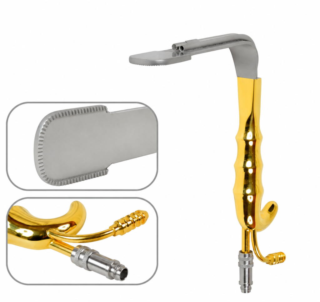 lighted breast retractor fiber optics suction