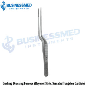 Cushing Dressing Forceps Bayonet Style Serrated Tungsten Carbide