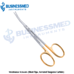 Strabismus Scissors Blunt Tips Serrated Tungsten Carbide