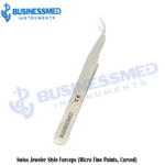 Swiss Jeweler Style Forceps Micro Fine Points Curved