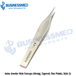Swiss Jeweler Style Forceps Strong Tapered Fine Points Style 2