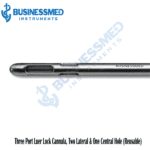 Three Port Luer Lock Cannula Two Lateral One Central Hole Reusable 1