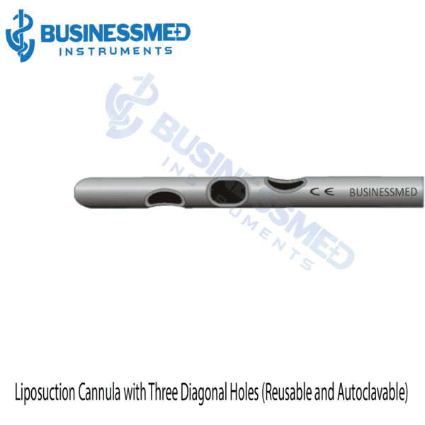 Liposuction Cannula with Three Diagonal Holes Reusable and Autoclavable