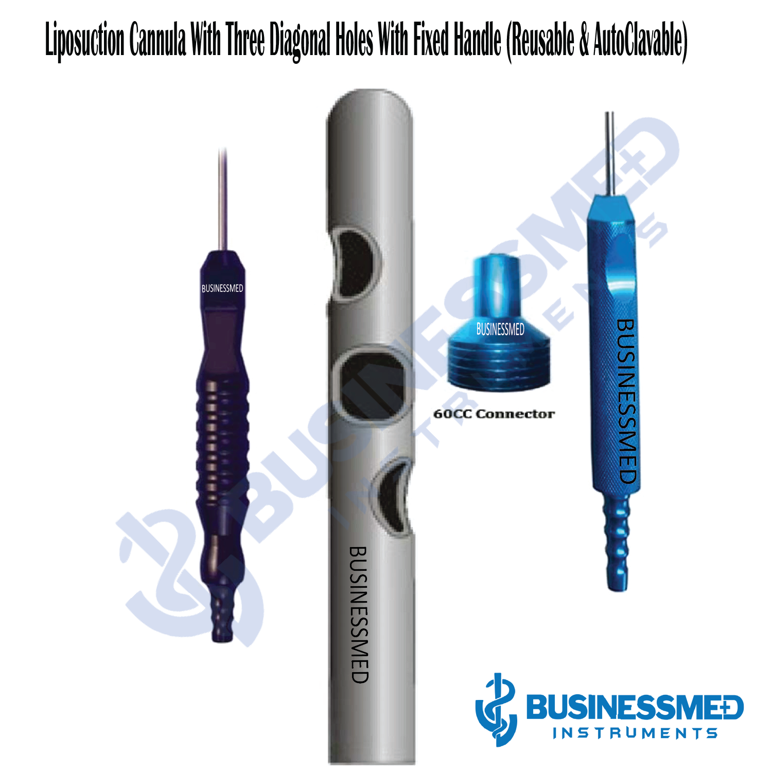 Liposuction cannula With three Diagonal Holes With Fixed Handle Reusable AutoClavable