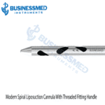 Modern Spiral Liposuction Cannula With Threaded Fitting Handle 