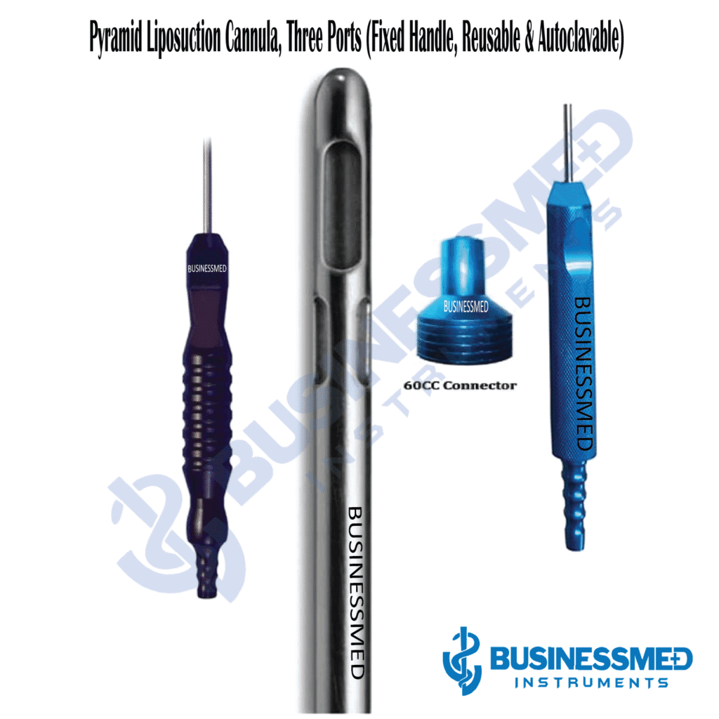 Pyramid Liposuction Cannula Three Ports Fixed Handle Reusable Autoclavable