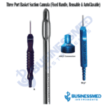 Three Port Basket Suction Cannula Fixed Handle Reusable AutoClavable 1