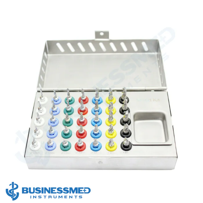 Dental Implant 35 Pcs Drills Kit Integral Twist with Stopper - Surgical Grade Stainless Steel - BusinessMed Instruments