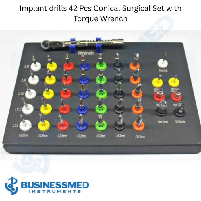 Implant drills 42 Pcs Conical Surgical Set with Torque Wrench